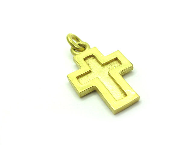 Dekorativer Anhänger Kreuz Gold 750 ohne Besatz Gehämmert – Juwelen Galerie