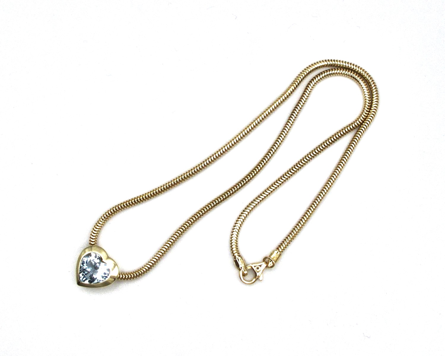 Produktfoto: KETTE MIT HERZ ANH&Auml;NGER GOLD 585 AQUAMARIN HERZSCHLIFF 41,5CM JG 960100310900012