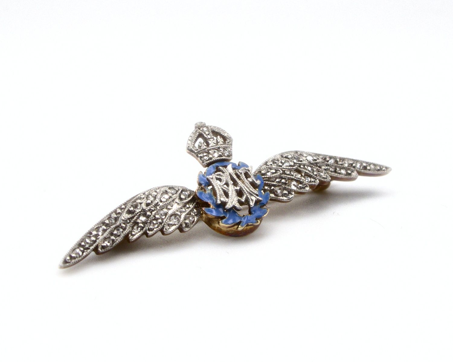 Produktfoto: VINTAGE BROSCHE GOLD 585 DIAMANTEN EMAILLE ROYAL AIR FORCE JG 960100820800012