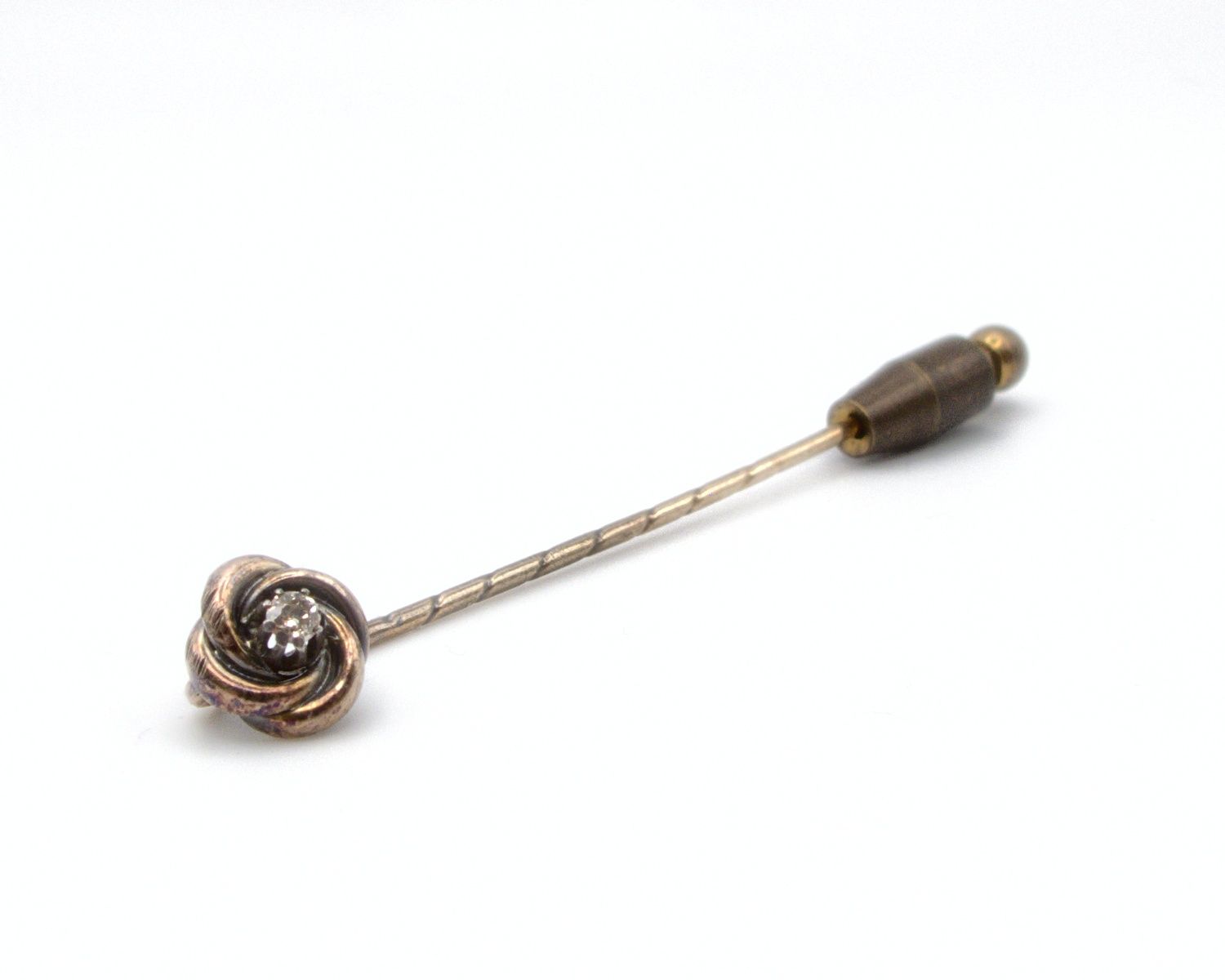 Produktfoto: ANTIKE KRAWATTENNADEL REVERSNADEL GOLD 585 BRILLANT KNOTEN JG 960100960800012
