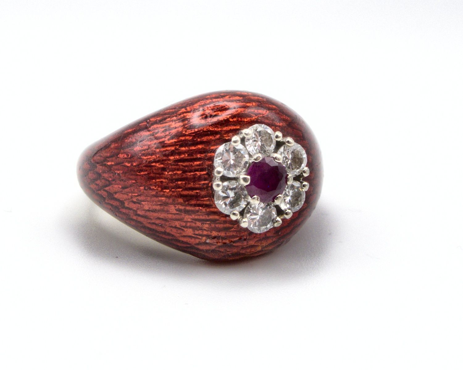Produktfoto: BAND RING GOLD 750 BRILLANTEN 0,30 CT RUBIN EMAILLE GR. 53 JG 960100620900012