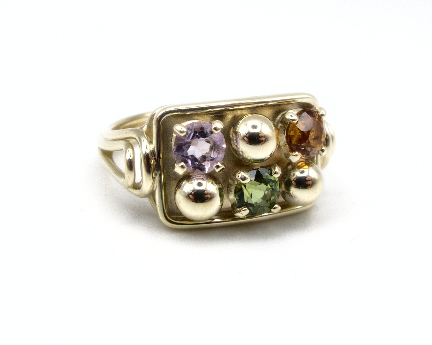 Produktfoto: VINTAGE RING GOLD 585 AMETHYST TURMALIN CITRIN GR. 52 JG 960100860900012