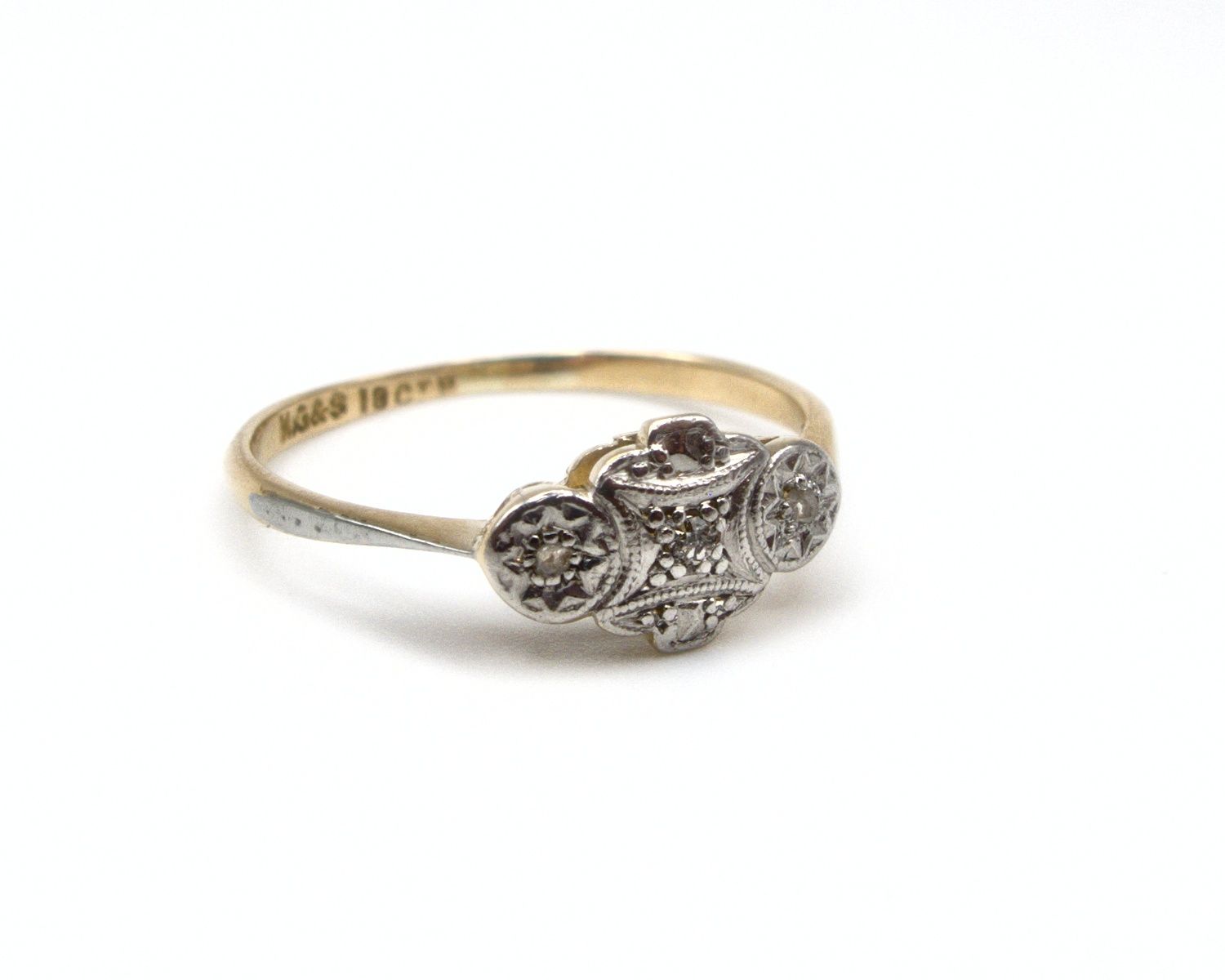 Produktfoto: S&Uuml;SSER FEINER ANTIKER RING GOLD 750 DIAMANTEN GR. 53 JG 960100321000012