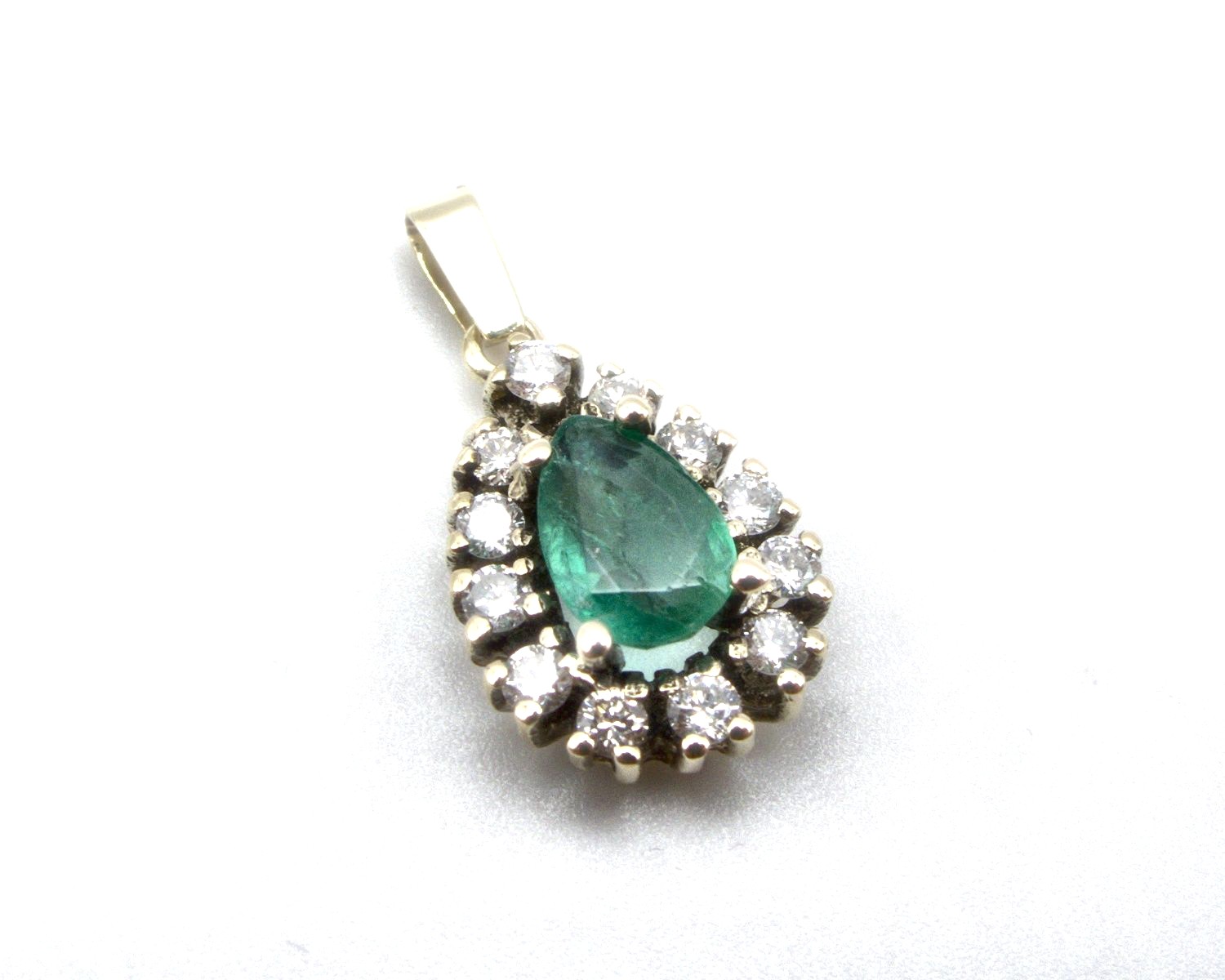 Produktfoto: VINTAGE ANH&Auml;NGER GOLD 585 BRILLANTEN 0,36 CT SMARAGD JG 960100411000012