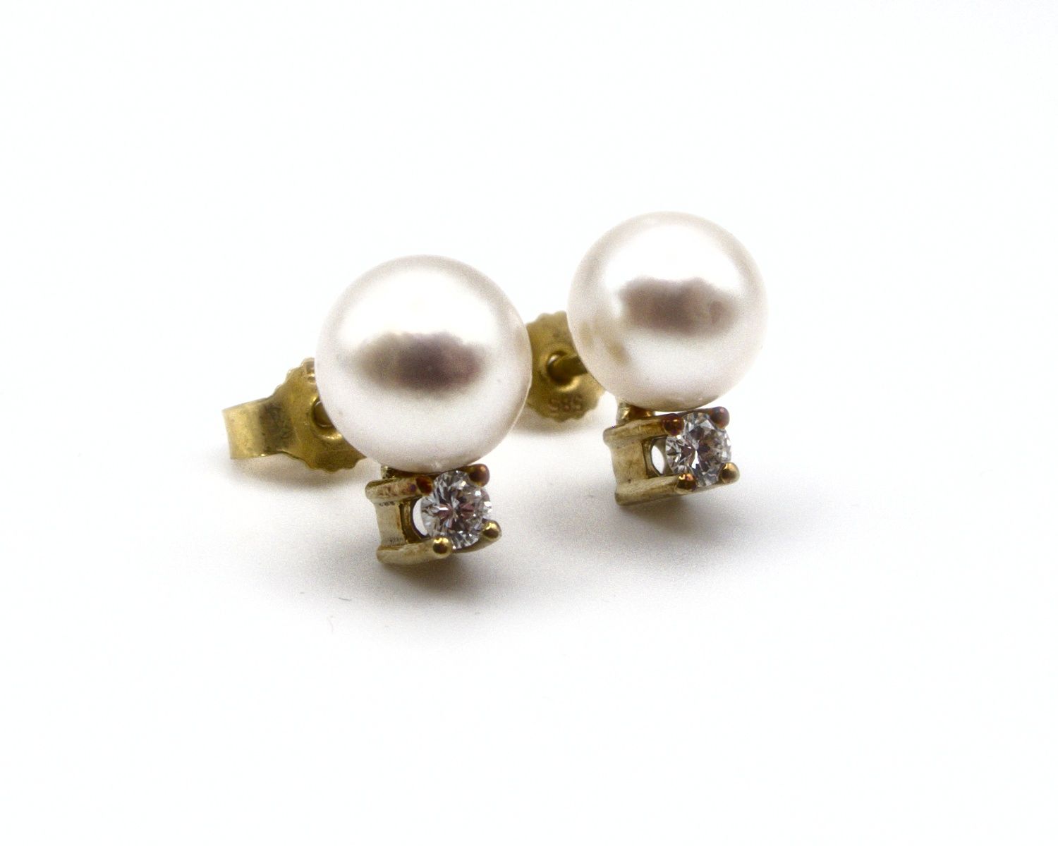 Produktfoto: OHRRINGE STECKER GOLD 585 BRILLANTEN 0,20 CT PERLEN 7,6 MM &Oslash; JG 960100361000012