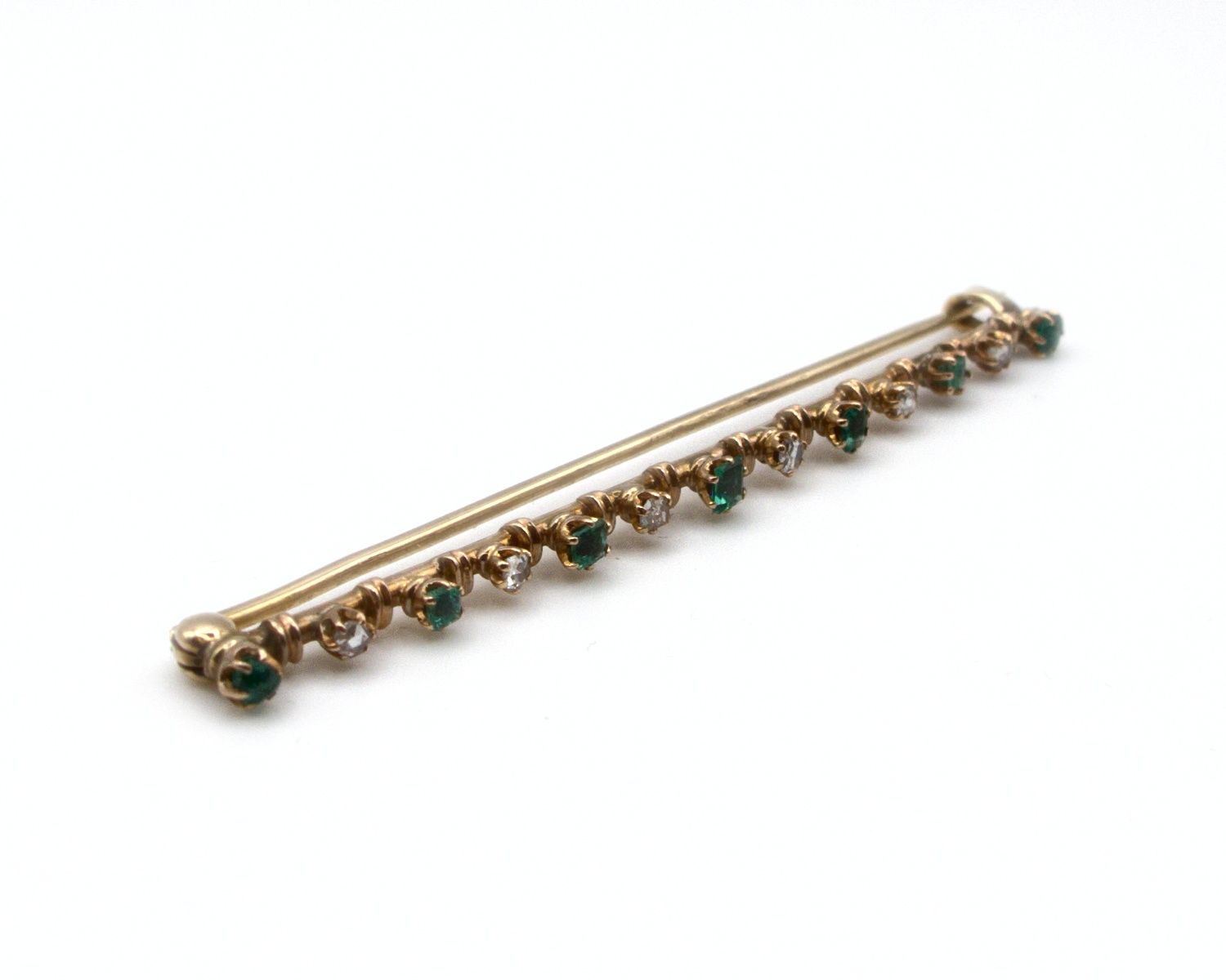 Produktfoto: ANTIKE STABBROSCHE ROTGOLD 585 DIAMANTEN SMARAGDE JG 960100021000012