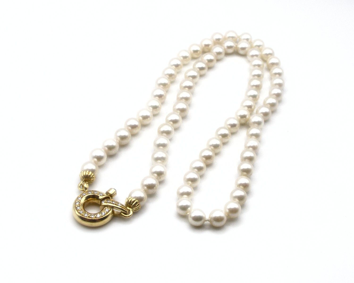 Produktfoto: KETTE PERLEN 6,0 MM &Oslash; GOLD 750 BRILLANTEM 0,15 CT 47,5 CM JG 960100351000012